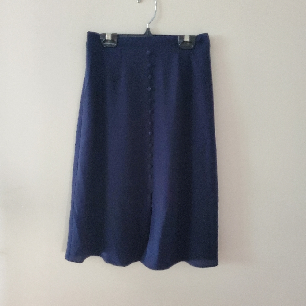 BNWOT Monteau navy blue indigo button midi skirt xs
